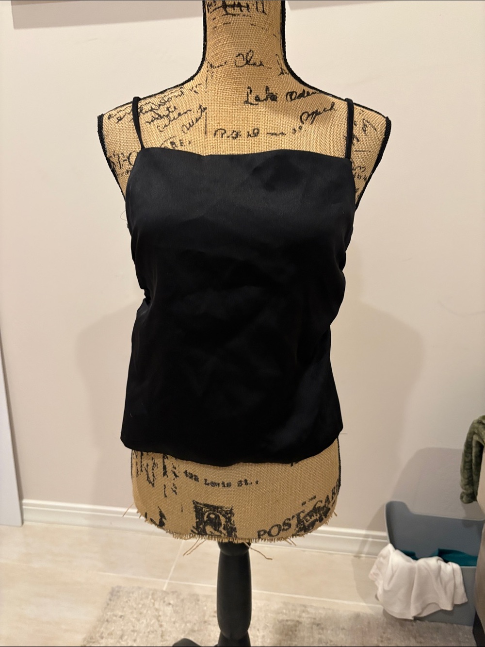 Zara Black Satin Spaghetti-Strap Camisole